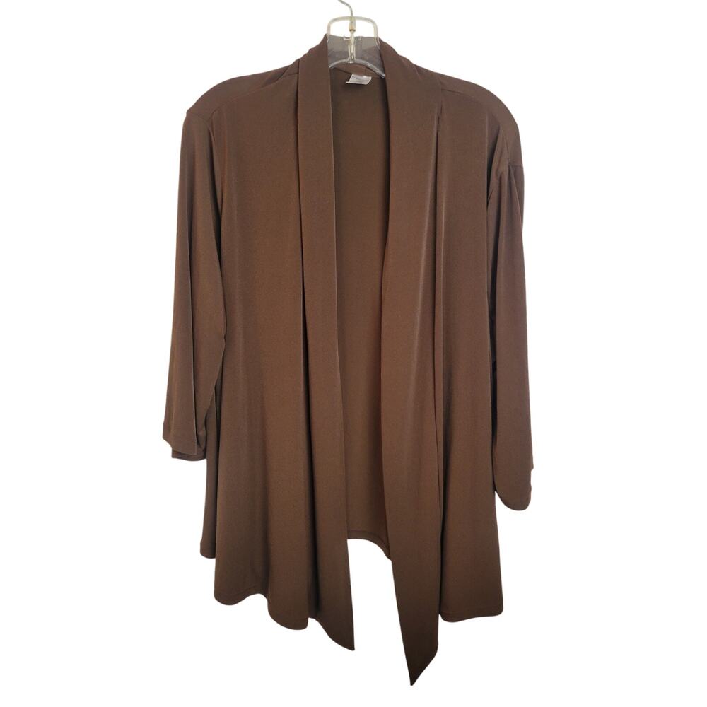 Slinky Brown Jacket Cardigan 2X Plus Size 18/20W Stretch Travel Layering